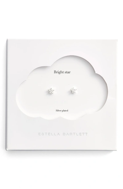 Shop Estella Bartlett Shine Bright Star Stud Earrings In Silver