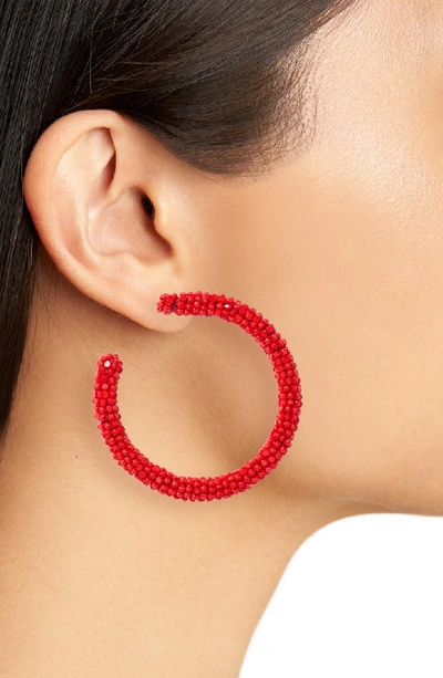 Shop Sachin & Babi Noir Beaded Hoop Earrings In Goji Berry