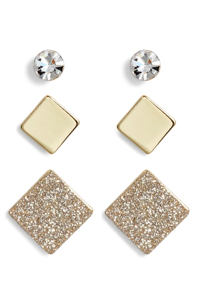 Shop Area Stars Bling Square Set Of 3 Earrings In Gold