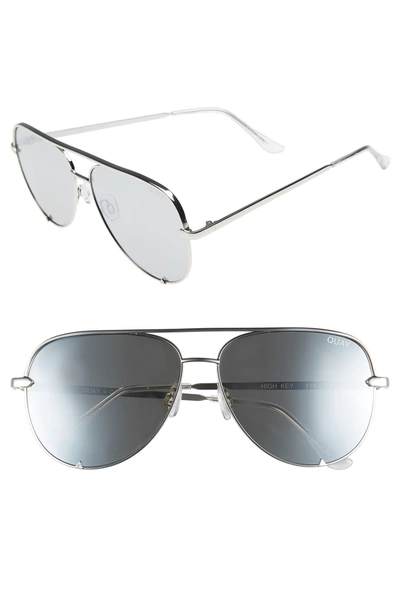 Shop Quay High Key 62mm Oversize Aviator Sunglasses In Silver/ Silver