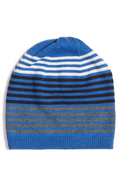 Shop Eileen Fisher Stripe Wool Beanie - Blue In Midnight