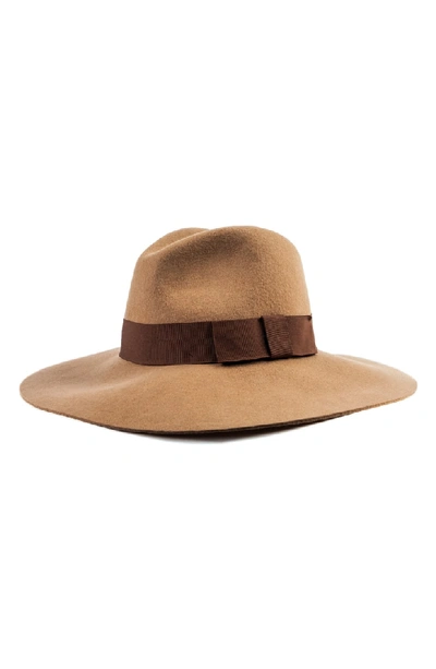 Shop Brixton 'piper' Floppy Wool Hat - Brown In Tan/ Dark Brown