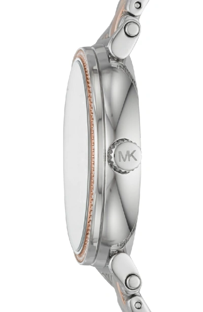 Shop Michael Kors Sofie Bracelet Watch, 36mm In Silver/ Rose Gold/ Silver