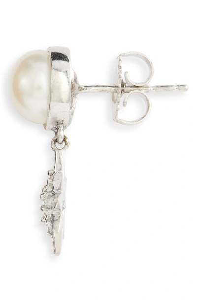 Shop Anzie Micro Starburst Mabe Pearl & Topaz Drop Earrings In White Topaz