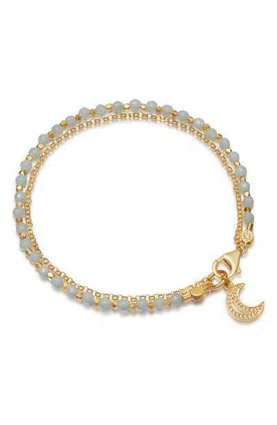 Shop Astley Clarke Amazonite Moon Biography Bracelet In Gold