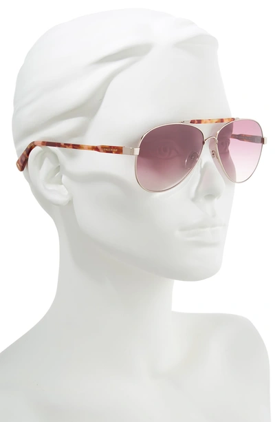 Shop Longchamp Le Pliage 61mm Aviator Sunglasses In Pink/ Tortoise