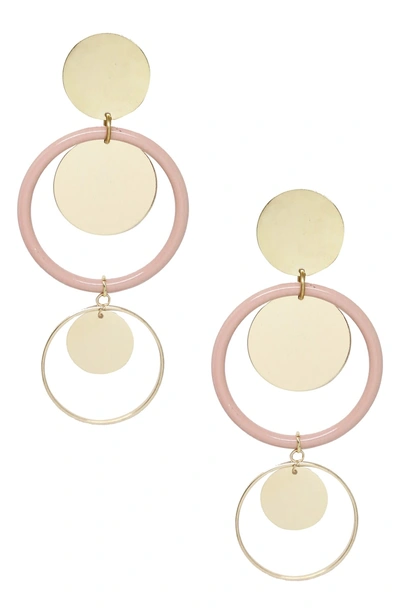 Shop Ettika Circle Geo Drop Earrings In Light Pink/ Gold