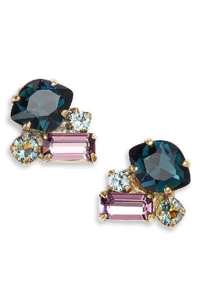 Shop Sorrelli Crystal Coterie Stud Earrings In Blue Multi