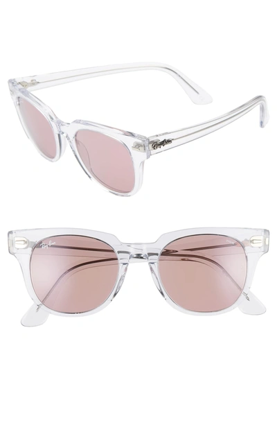 Shop Ray Ban Meteor 50mm Wayfarer Photochromic Sunglasses - Crystal/ Violet Solid