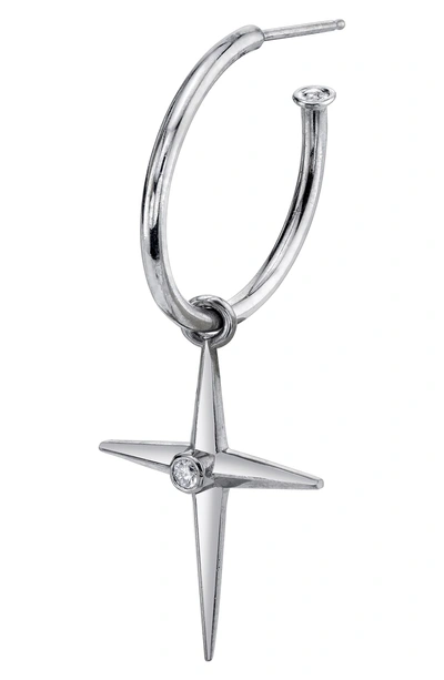 Shop Sheryl Lowe Bezel Cross Hoop Earrings In Sterling Silver