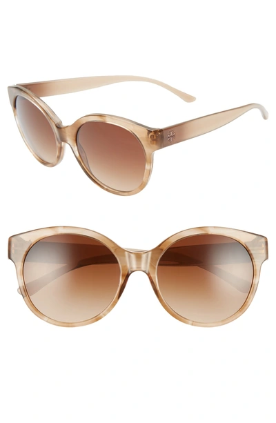 Shop Tory Burch Stacked T 55mm Round Sunglasses - Smoke Horn Gradient