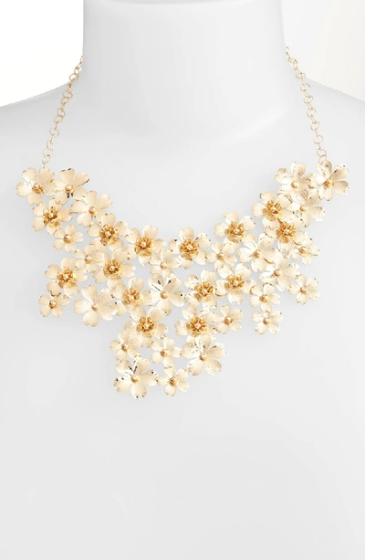 Shop Serefina Cherry Blossom Statement Necklace In Gold