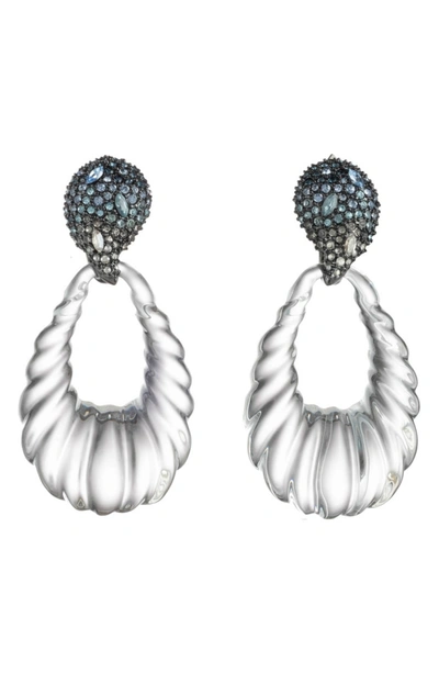 Shop Alexis Bittar Crystal Encrusted Ombre Paisley Earrings In Grey
