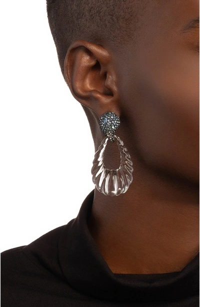 Shop Alexis Bittar Crystal Encrusted Ombre Paisley Earrings In Grey