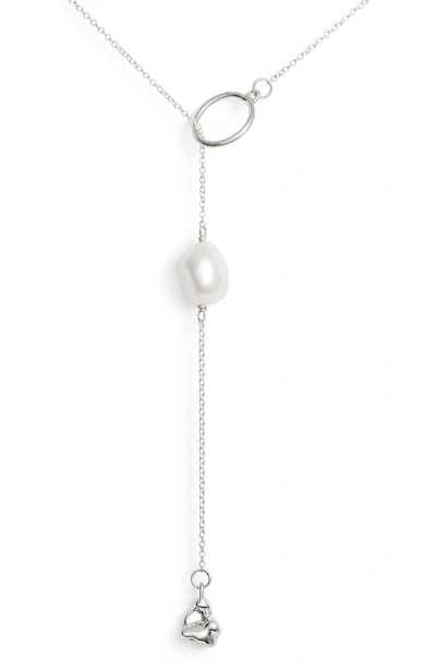 Shop Faris Neb Pearl Y-necklace In Silver