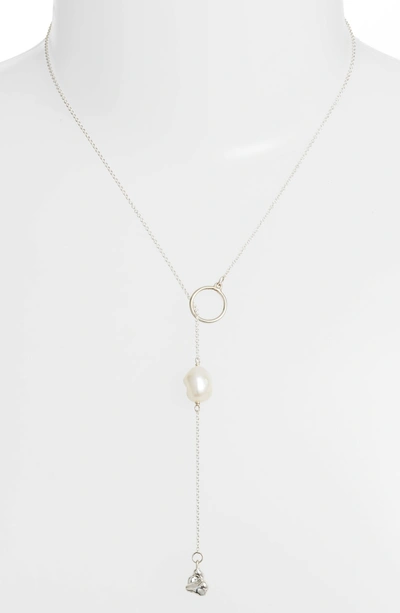 Shop Faris Neb Pearl Y-necklace In Silver