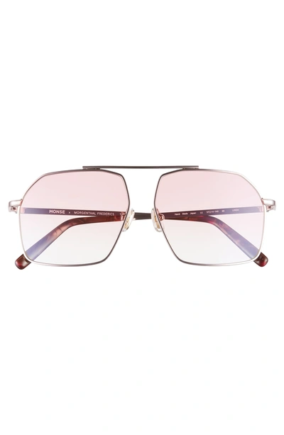 Shop Monse X Morgenthal Frederics Linda 57mm Aviator Sunglasses - Rose Gold/ Pink