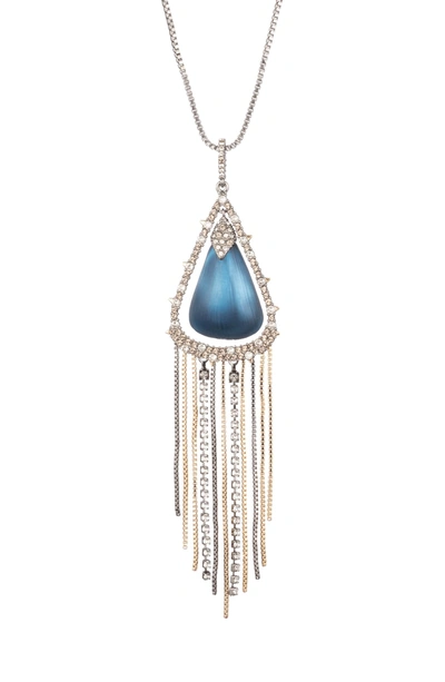 Shop Alexis Bittar Long Crystal Encrusted Pendant Necklace In Pacific