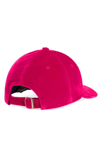 Gucci New York Yankees Mlb Patch Velvet Baseball Hat In Pink