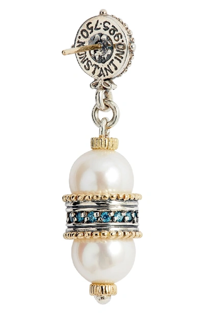 Shop Konstantino Thalia Double Pearl Drop Earrings In Silver/ Pearl