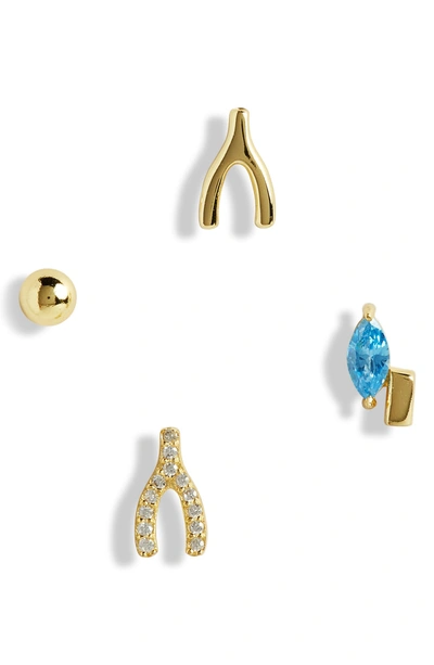 Shop Argento Vivo Luck Talisman Set Of 4 Mismatched Earrings In Gold