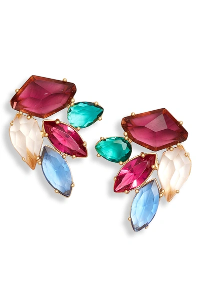 Shop Kate Spade Rock It Crystal Cluster Stud Earrings In Gold Multi