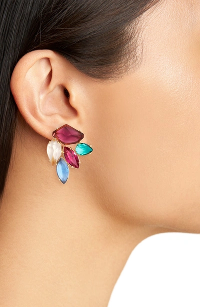 Shop Kate Spade Rock It Crystal Cluster Stud Earrings In Gold Multi