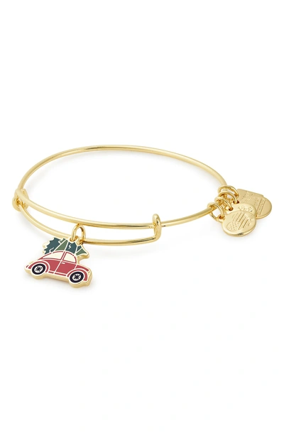 Shop Alex And Ani Charity By Design Christmas Car Adjustable Wire Bangle In Gold