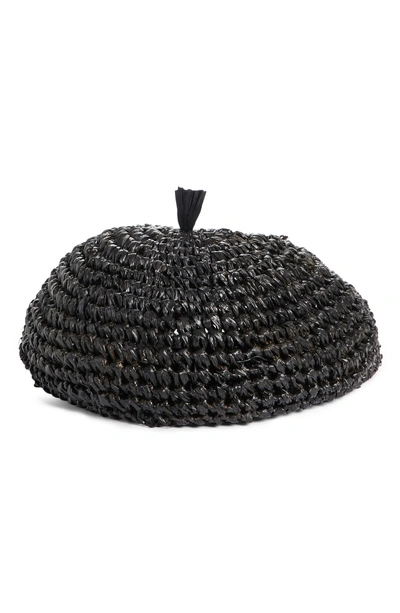 Shop Gigi Burris Millinery Coco Straw Crochet Beret - Black