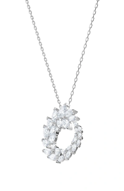 Swarovski Silver-tone Marquise Crystal 14-7/8" Pendant Necklace In White |  ModeSens