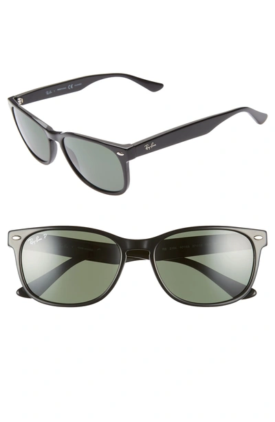 Shop Ray Ban 57mm Wayfarer Polarized Sunglasses In Black/ Green Solid