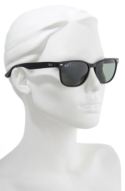 Shop Ray Ban 57mm Wayfarer Polarized Sunglasses In Black/ Green Solid