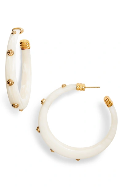 Shop Gas Bijoux Caftan Bis Hoop Earrings In White