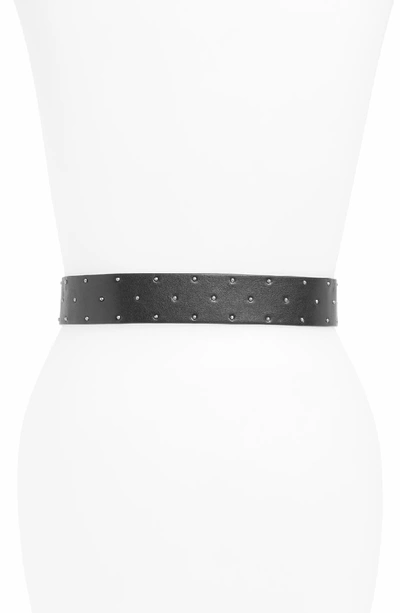 Shop Allsaints Micro Studded Belt In Black/ Dull Nickel