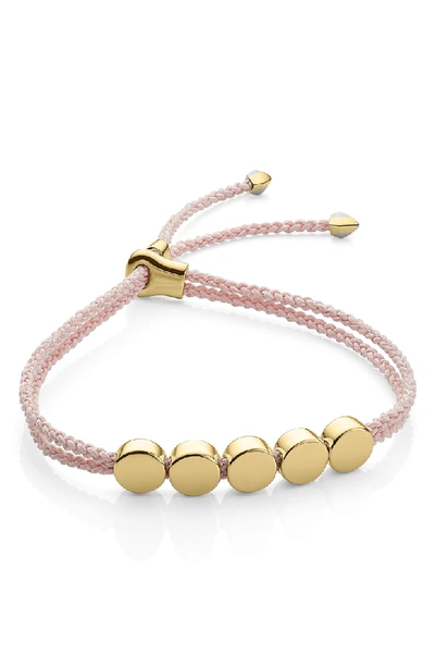 Shop Monica Vinader Engravable Linear Bead Friendship Bracelet In Ballet Pink/ Yellow Gold