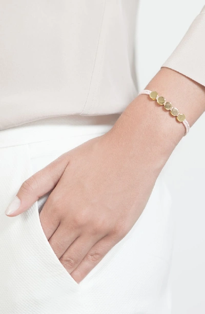 Shop Monica Vinader Engravable Linear Bead Friendship Bracelet In Ballet Pink/ Yellow Gold