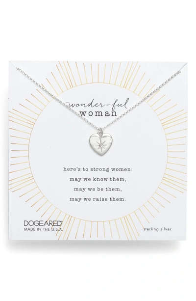 Shop Dogeared Wonder-ful Woman Pendant Necklace In Sterling Silver