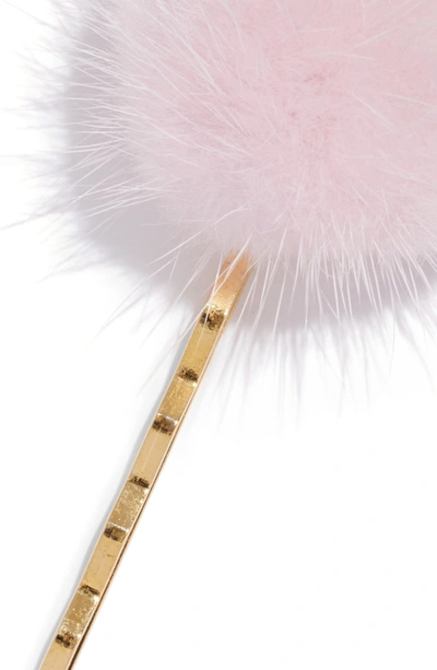 Shop Wild And Woolly Genuine Mink Fur Pom Bobby Pin In Pink