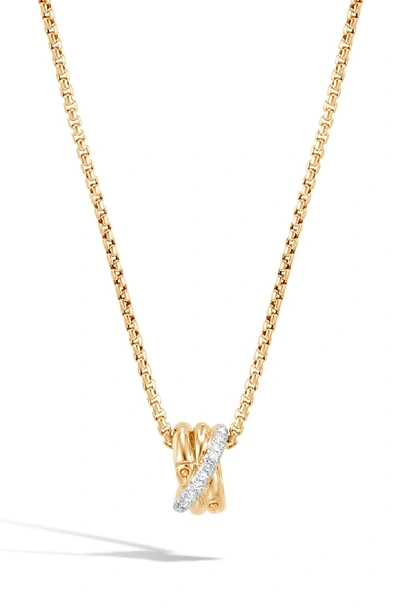 Shop John Hardy Bamboo Diamond Pave Pendant Necklace In Gold/ Diamond