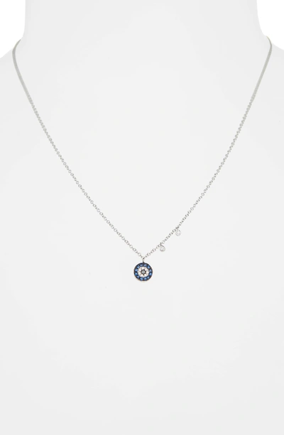 Shop Meira T Evil Eye Diamond & Sapphire Pendant Necklace In White Gold/ Diamond