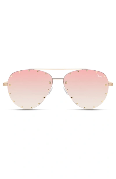 Quay X Jaclyn Hill Roxanne 62mm Stud Aviator Sunglasses - Gold / Rose |  ModeSens