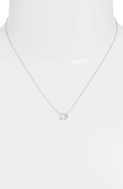 Shop Nadri Baguette Pendant Necklace In Silver