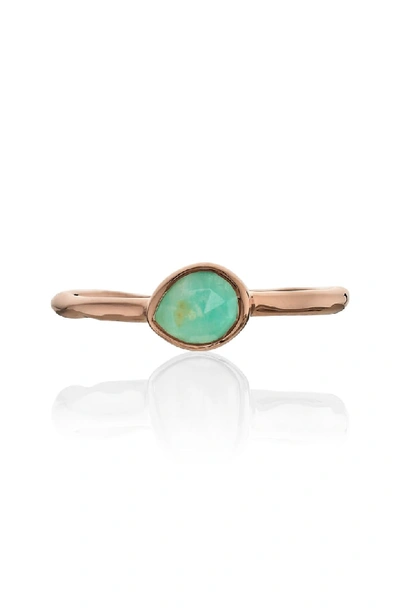 Shop Monica Vinader 'siren' Small Stacking Ring In Amazonite/ Rose Gold
