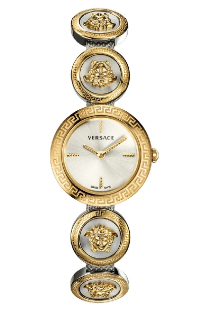 Shop Versace Medusa Stud Icon Bracelet Watch In Gold/ Silver