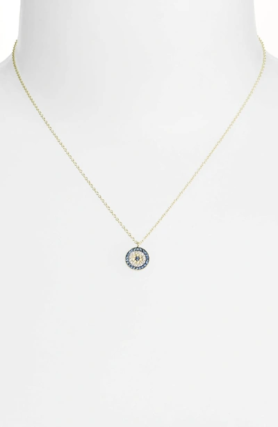 Shop Meira T Meirat 'desert Infusion' Diamond & Sapphire Pendant Necklace In Yellow Gold/ Blue Sapphire