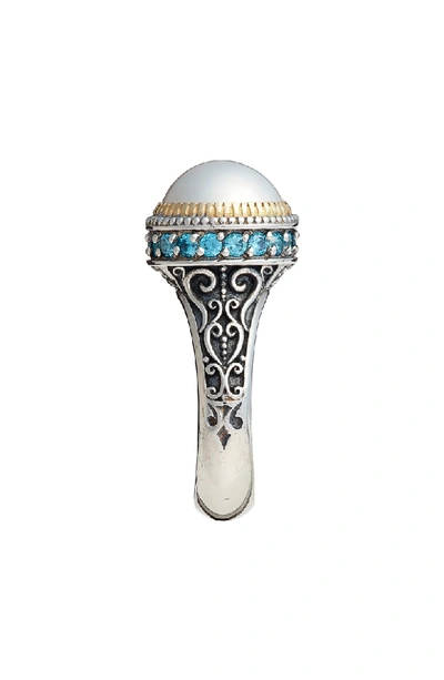 Shop Konstantino Thalia Pearl Ring With Blue Spinel In Silver/ Pearl