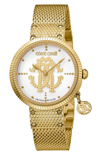 Shop Roberto Cavalli By Franck Muller Dotted Bracelet Watch, 34mm In Gold/ Silver/ Gold