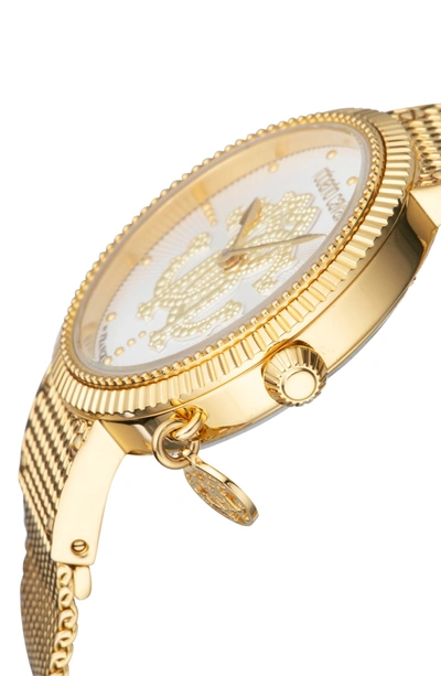 Shop Roberto Cavalli By Franck Muller Dotted Bracelet Watch, 34mm In Gold/ Silver/ Gold