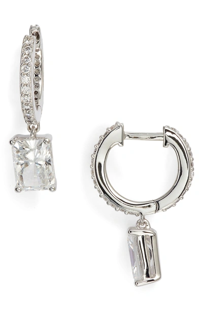 Shop Nadri Baguette Cut Crystal Drop Earrings In Silver
