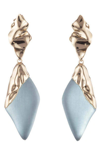 Shop Alexis Bittar Retro Gold Collection Crumpled Gold Drop Earrings In Montana Blue